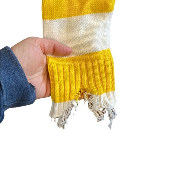 Show Me Your Mumu Delphina Distressed Yellow Rugby Stripe sweater Fall Boho - Picture 6 of 9